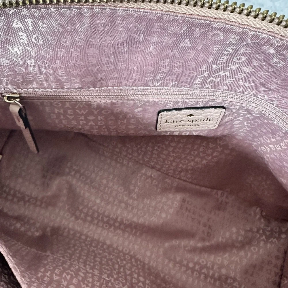 Kate Spade NY Laurel Way Reese Satchel Pink Black Pebbled Leather Crossbody Bag